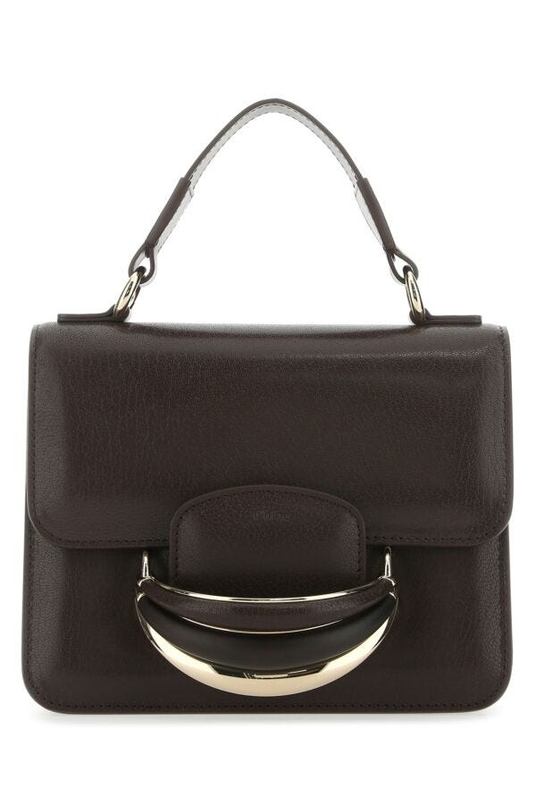 Chloe Woman Dark Brown Leather Small Kattie Handbag