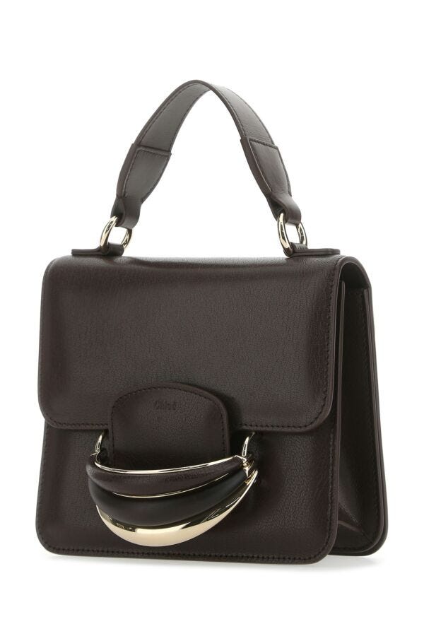 Chloe Woman Dark Brown Leather Small Kattie Handbag