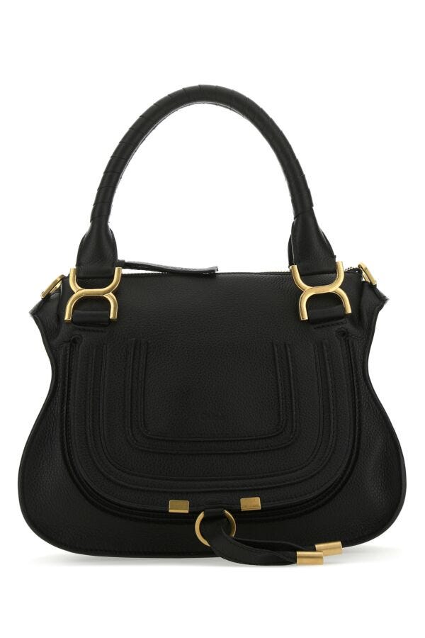 Chloe Woman Black Leather Medium Marcie Handbag