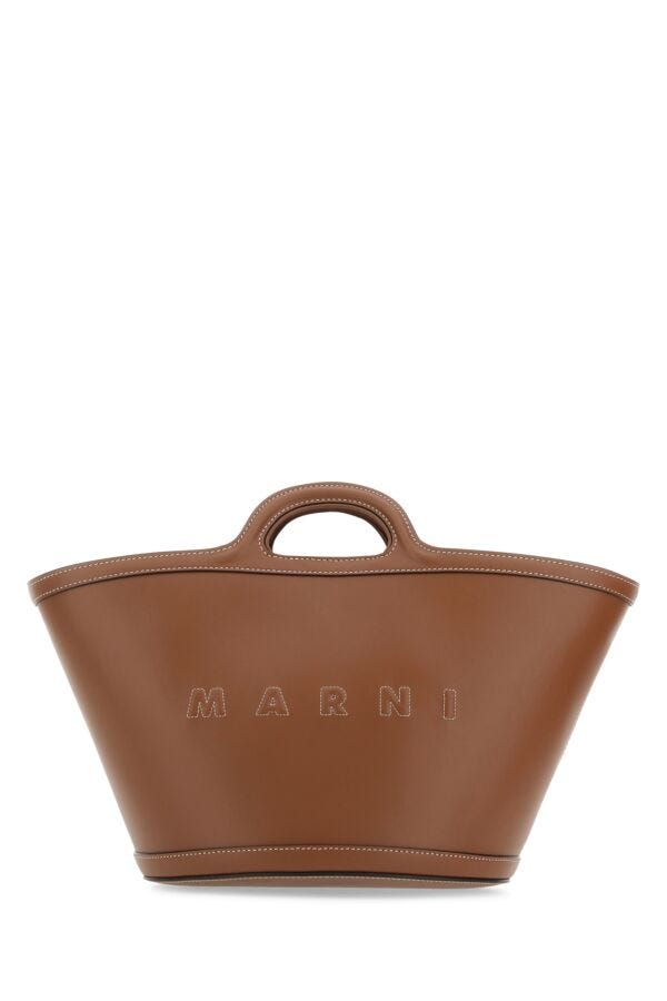 Marni Woman Brown Leather Small Tropicalia Handbag