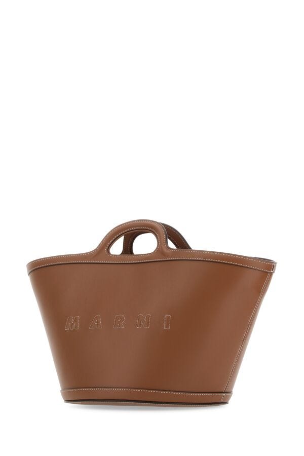 Marni Woman Brown Leather Small Tropicalia Handbag