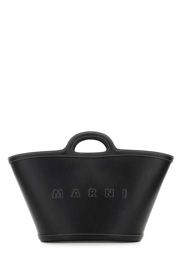 Marni Woman Black Leather Small Tropicalia Handbag