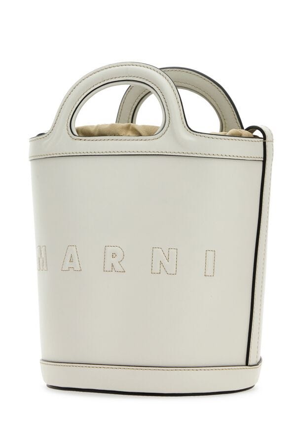 Marni Woman White Leather Small Tropicalia Bucket Bag