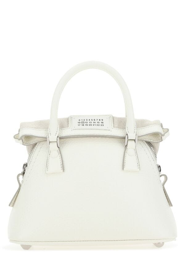 Maison Margiela Woman Ivory Leather Micro 5Ac Handbag