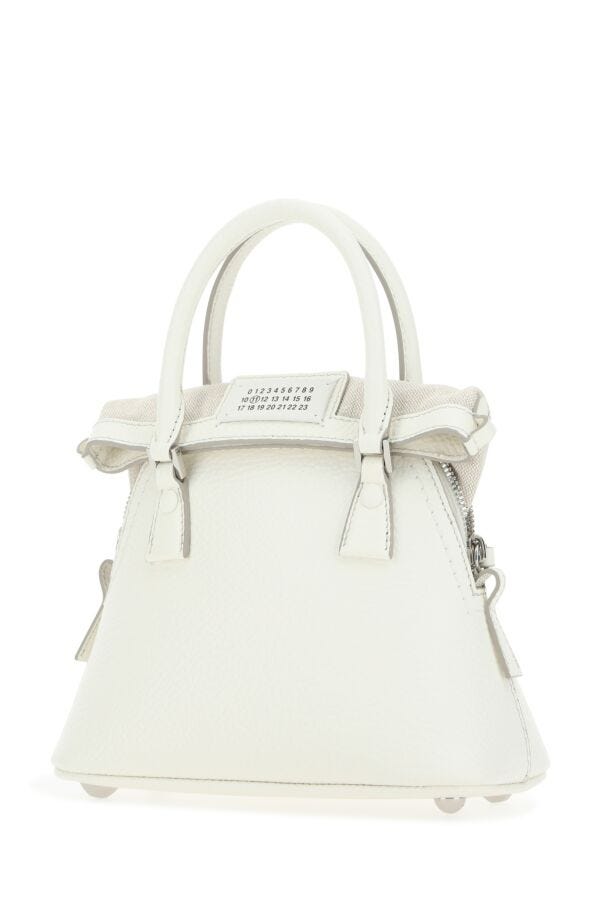 Maison Margiela Woman Ivory Leather Micro 5Ac Handbag