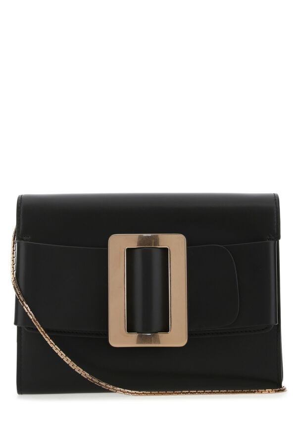 Boyy Woman Black Leather Buckle Clutch