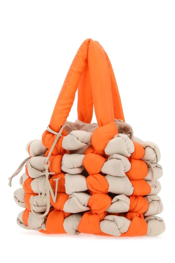 Jw Anderson Woman Two-Tone Fabric Knitted Handbag