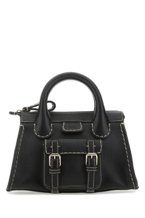 Chloe Woman Black Leather Mini Edith Handbag