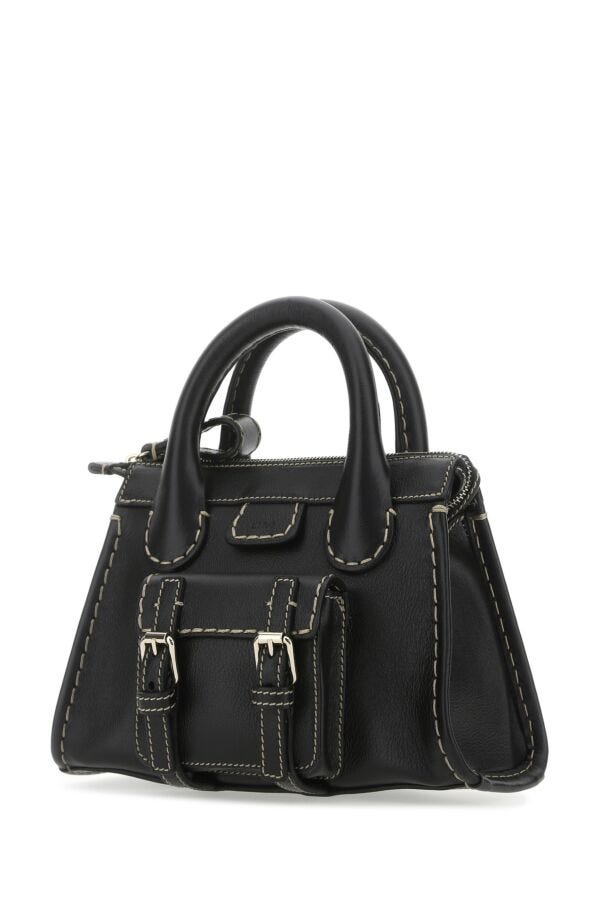 Chloe Woman Black Leather Mini Edith Handbag
