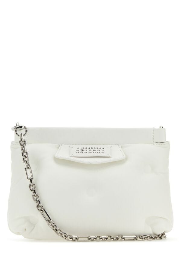 Maison Margiela Woman White Nappa Leather Mini Slam Red Carpet Clutch