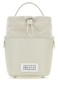 Maison Margiela Woman Chalk Leather And Canvas Mini 5Ac Bucket Bag