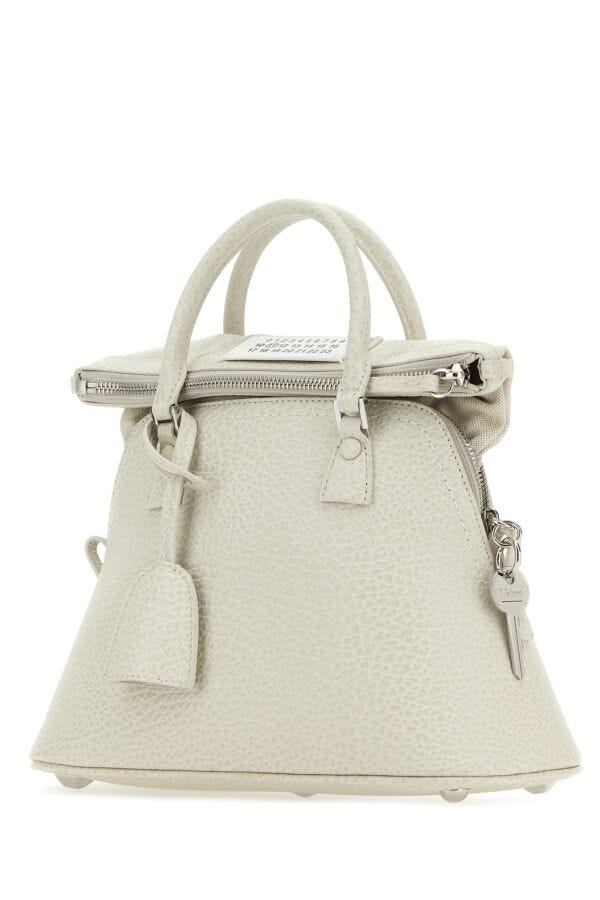 Maison Margiela Woman Chalk Leather Mini 5Ac Handbag