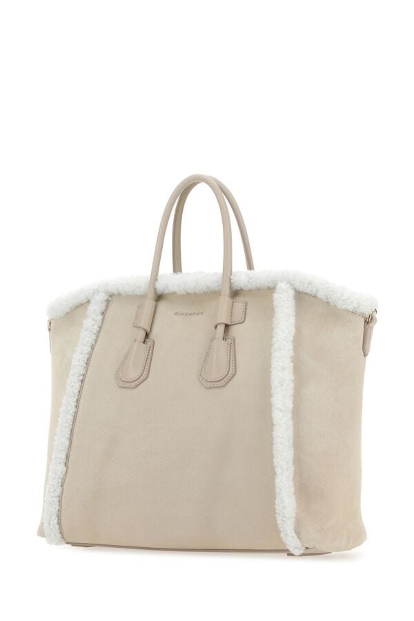 Givenchy Woman Sand Suede Small Antigona Sport Handbag