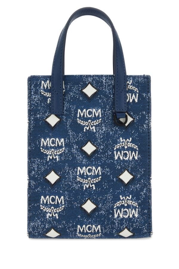 Mcm Unisex Embroidered Canvas Aren Handbag