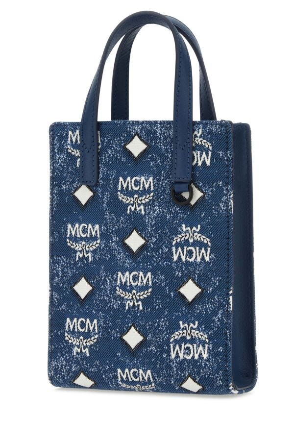 Mcm Unisex Embroidered Canvas Aren Handbag