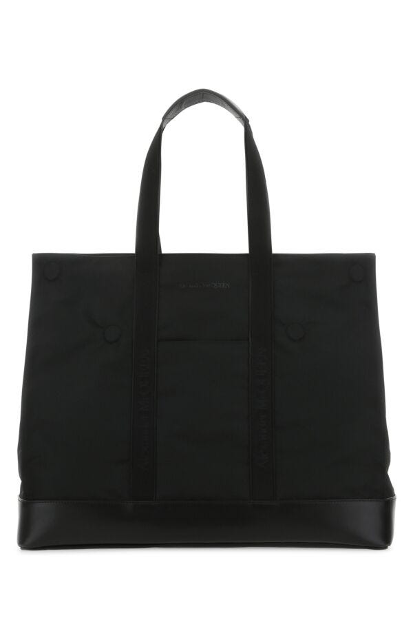 Alexander Mcqueen Man Black Fabric Shopping Bag