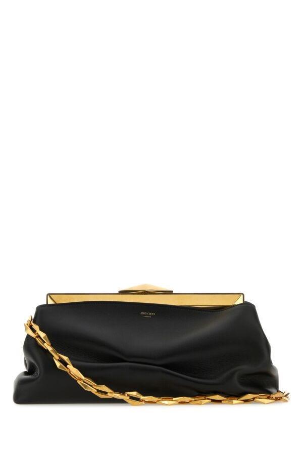Jimmy Choo Woman Black Leather Diamond Frame Shoulder Bag