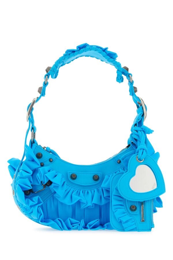Balenciaga Woman Turquoise Fabric Le Cagole Xs Shoulder Bag