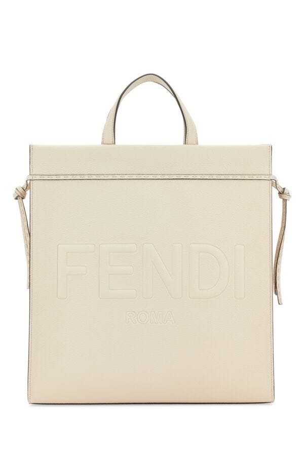 Fendi Man Ivory Medium Go To Shopper Shopping Bag
