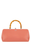 Jil Sander Woman Salmon Leather Small Goji Bamboo Handbag
