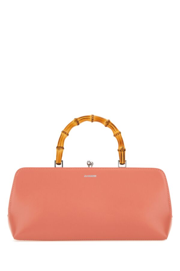 Jil Sander Woman Salmon Leather Small Goji Bamboo Handbag
