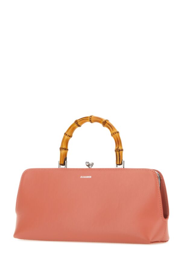 Jil Sander Woman Salmon Leather Small Goji Bamboo Handbag