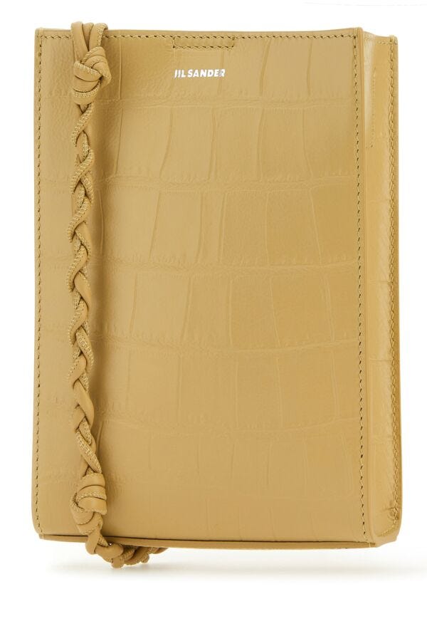 Jil Sander Woman Beige Leather Small Tangle Shoulder Bag