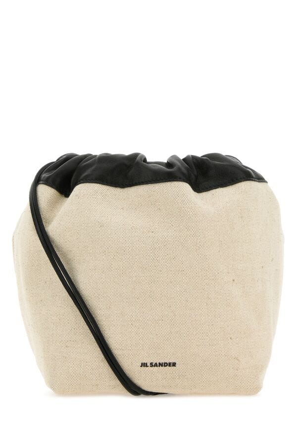 Jil Sander Woman Sand Canvas Small Dumpling Bucket Bag
