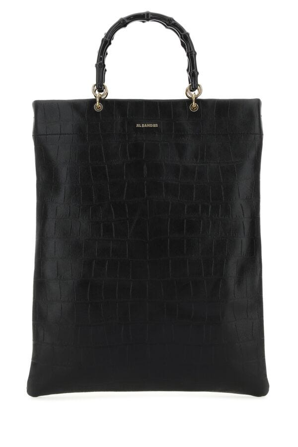 Jil Sander Woman Black Leather Medium Shopping Bag