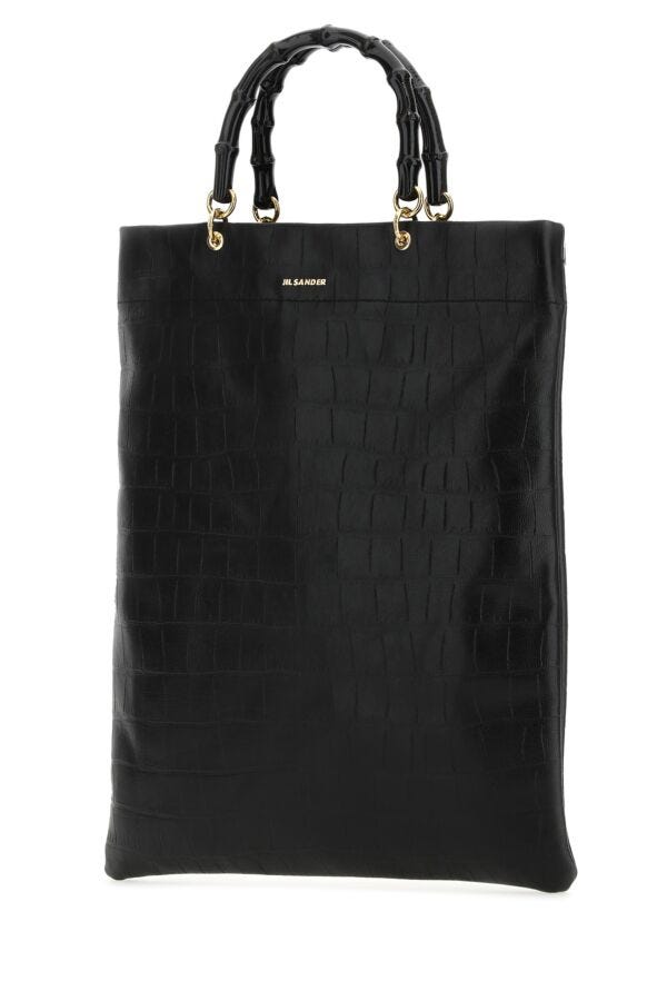 Jil Sander Woman Black Leather Medium Shopping Bag