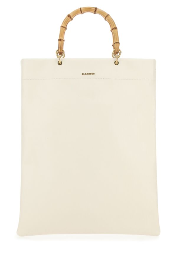 Jil Sander Woman Ivory Leather Medium Shopping Bag