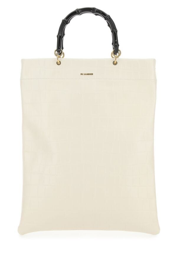 Jil Sander Woman Ivory Leather Medium Shopping Bag