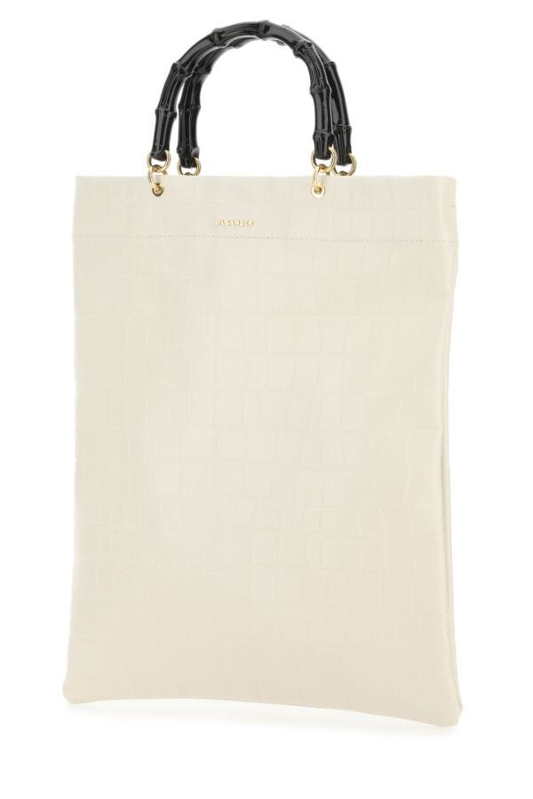Jil Sander Woman Ivory Leather Medium Shopping Bag