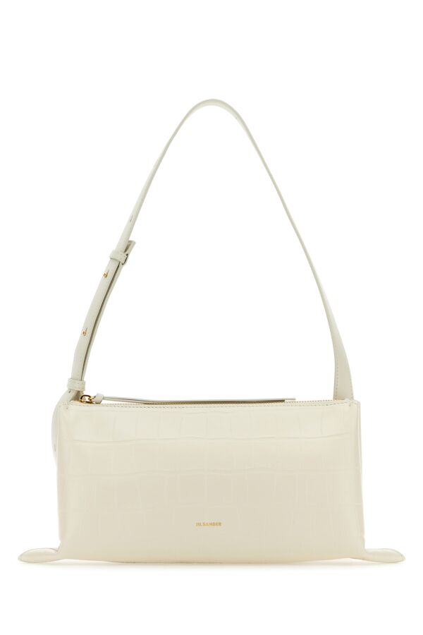 Jil Sander Woman Ivory Leather Small Empire Shoulder Bag