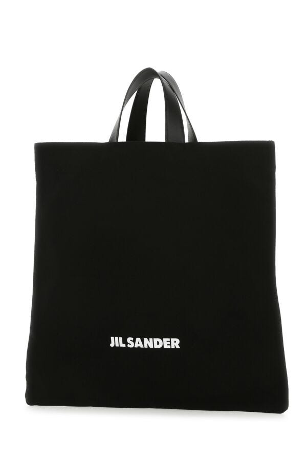 Jil Sander Woman Black Canvas Shopping Bag