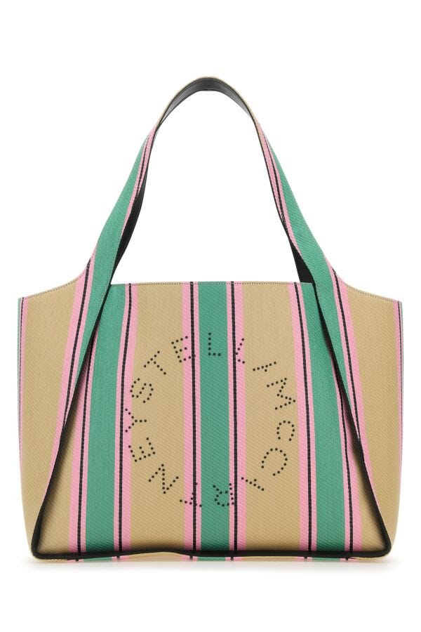 Stella Mccartney Woman Embroidered Raffia Stella Logo Shopping Bag
