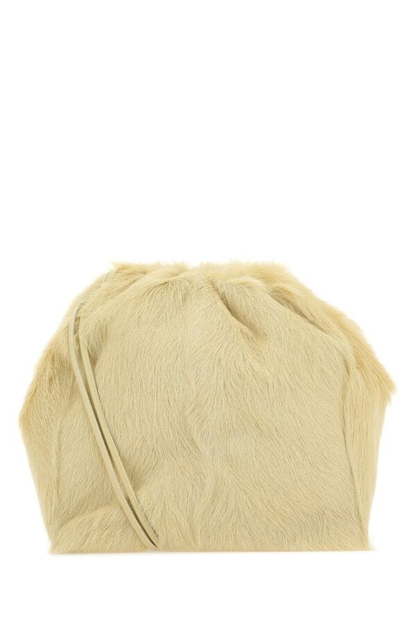 Jil Sander Woman Cream Fur Dumpling Bucket Bag