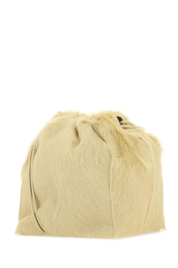 Jil Sander Woman Cream Fur Dumpling Bucket Bag