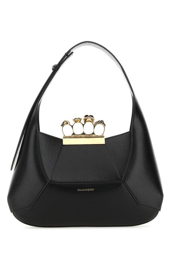 Alexander Mcqueen Woman Black Leather Handbag