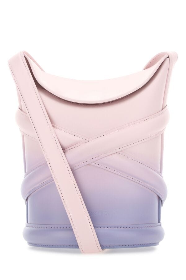 Alexander Mcqueen Woman Two-Tone Leather The Curve Bucket Bag