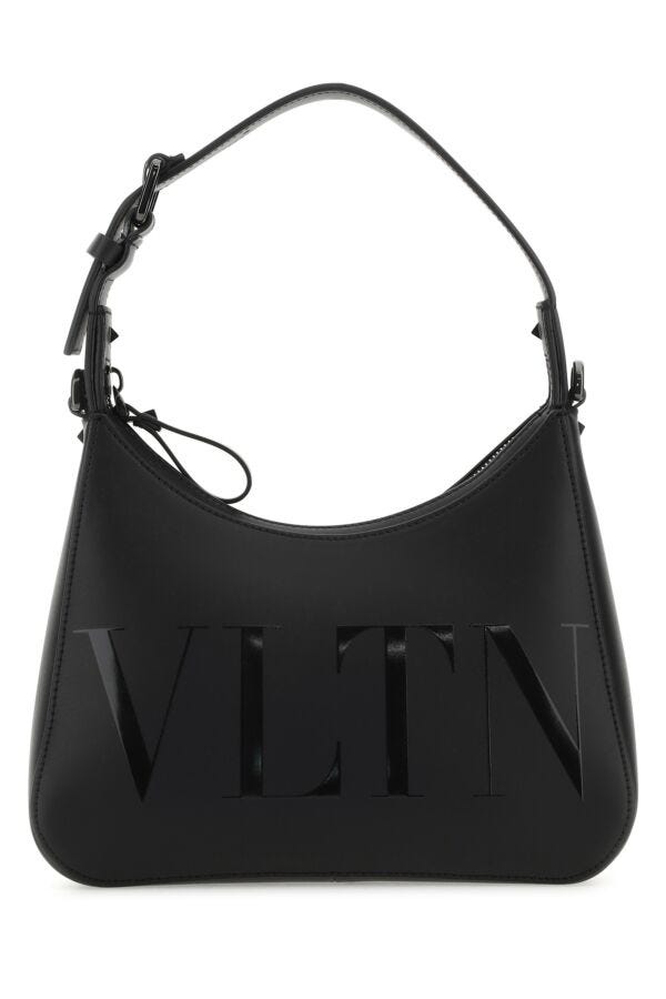 Valentino Garavani Man Black Leather Vltn Handbag