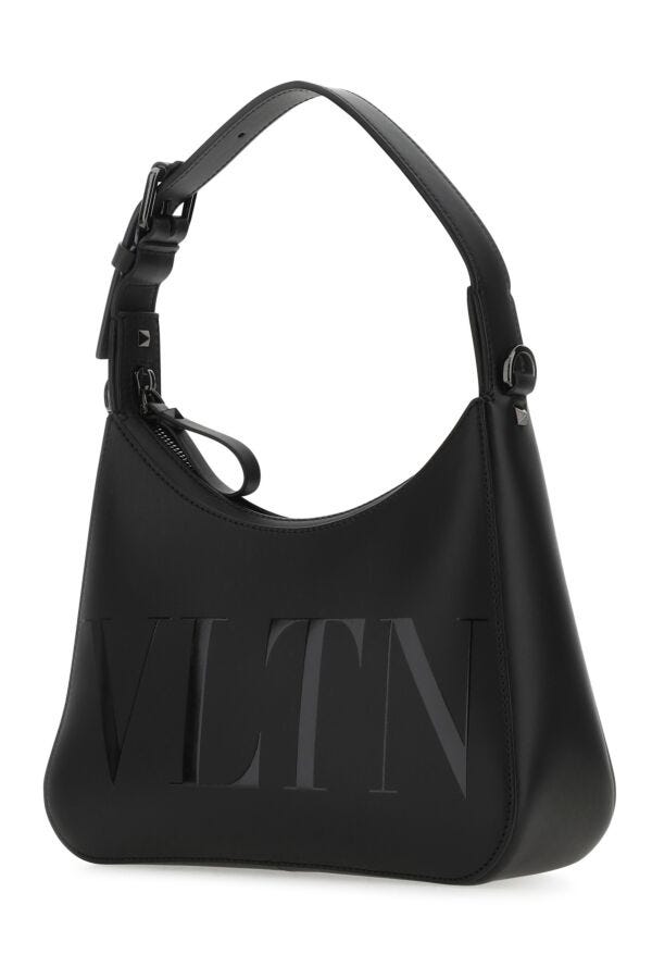Valentino Garavani Man Black Leather Vltn Handbag
