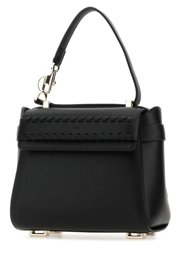 Chloe Woman Black Leather Small Nacha Handbag
