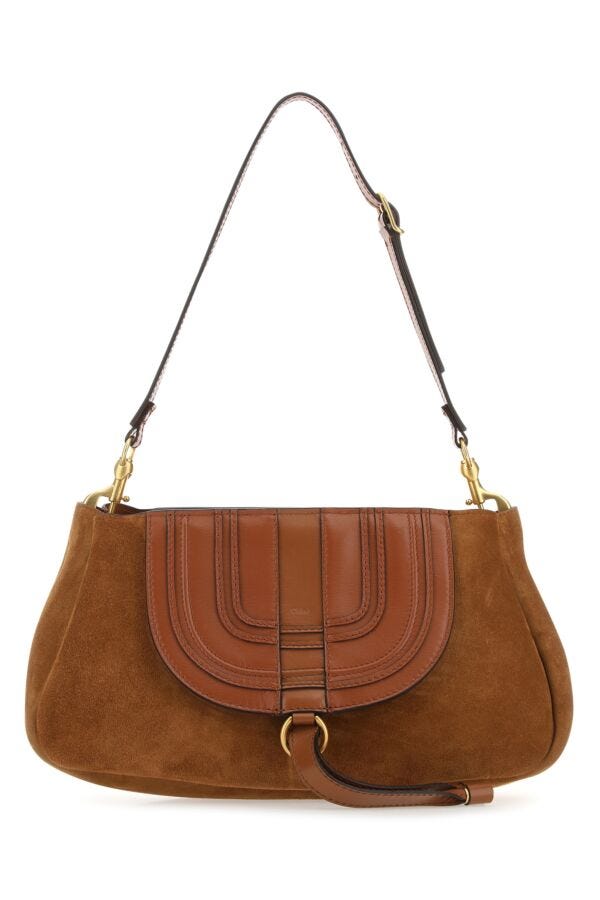 Chloe Woman Brown Suede Marcie Clutch