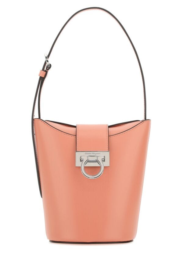 Salvatore Ferragamo Woman Pastel Light Blue Leather Bucket Bag