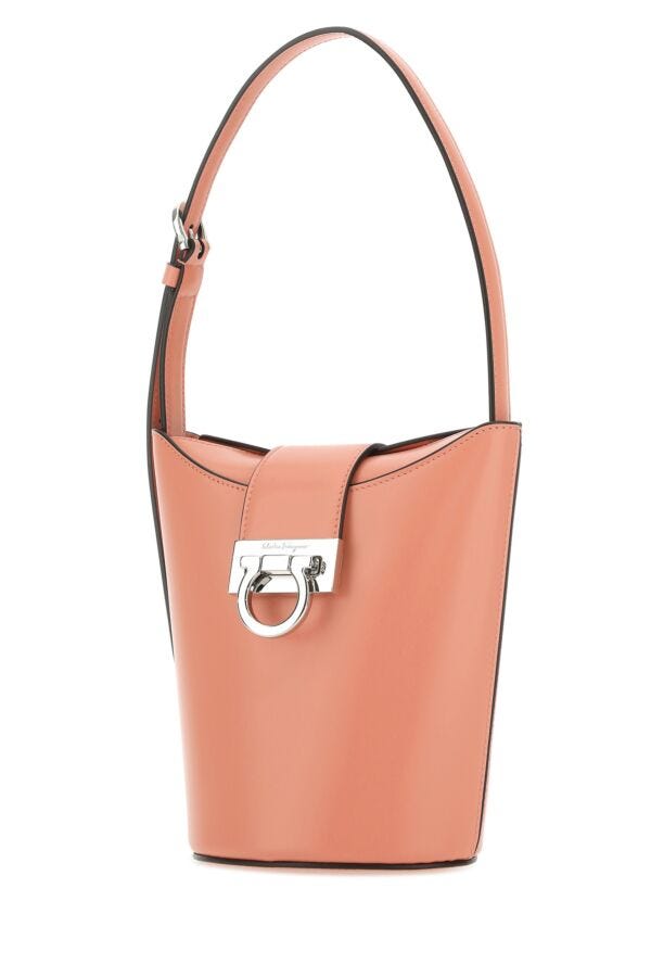 Salvatore Ferragamo Woman Pastel Light Blue Leather Bucket Bag