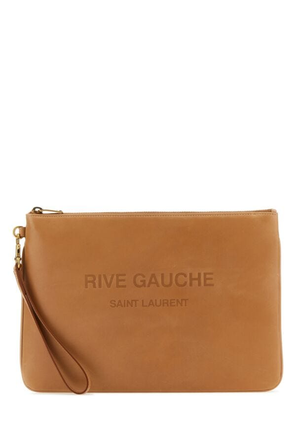 Saint Laurent Man Camel Leather Clutch