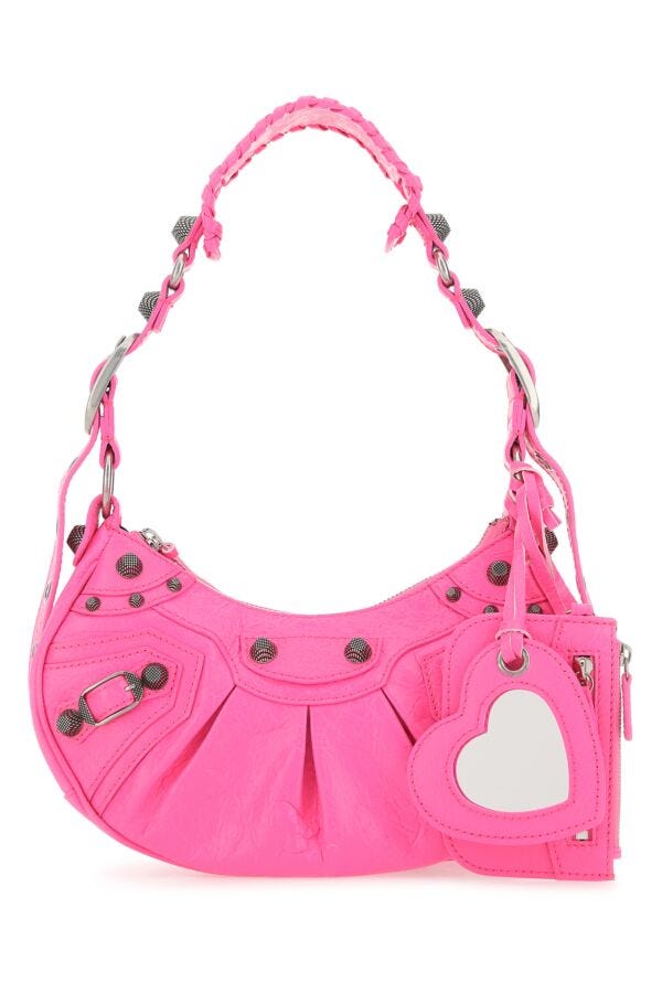 Balenciaga Woman Fluo Pink Nappa Leather Le Cagole Xs Shoulder Bag