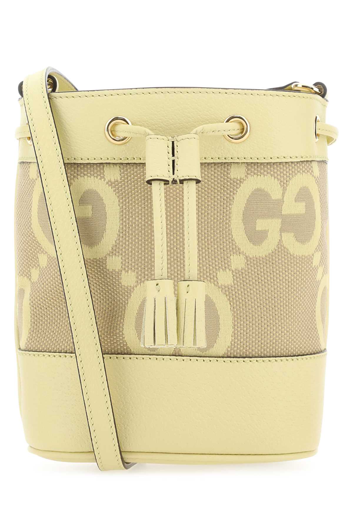 GUCCI Mini Bucket Handbag with Jumbo Fabric and Leather Detailing