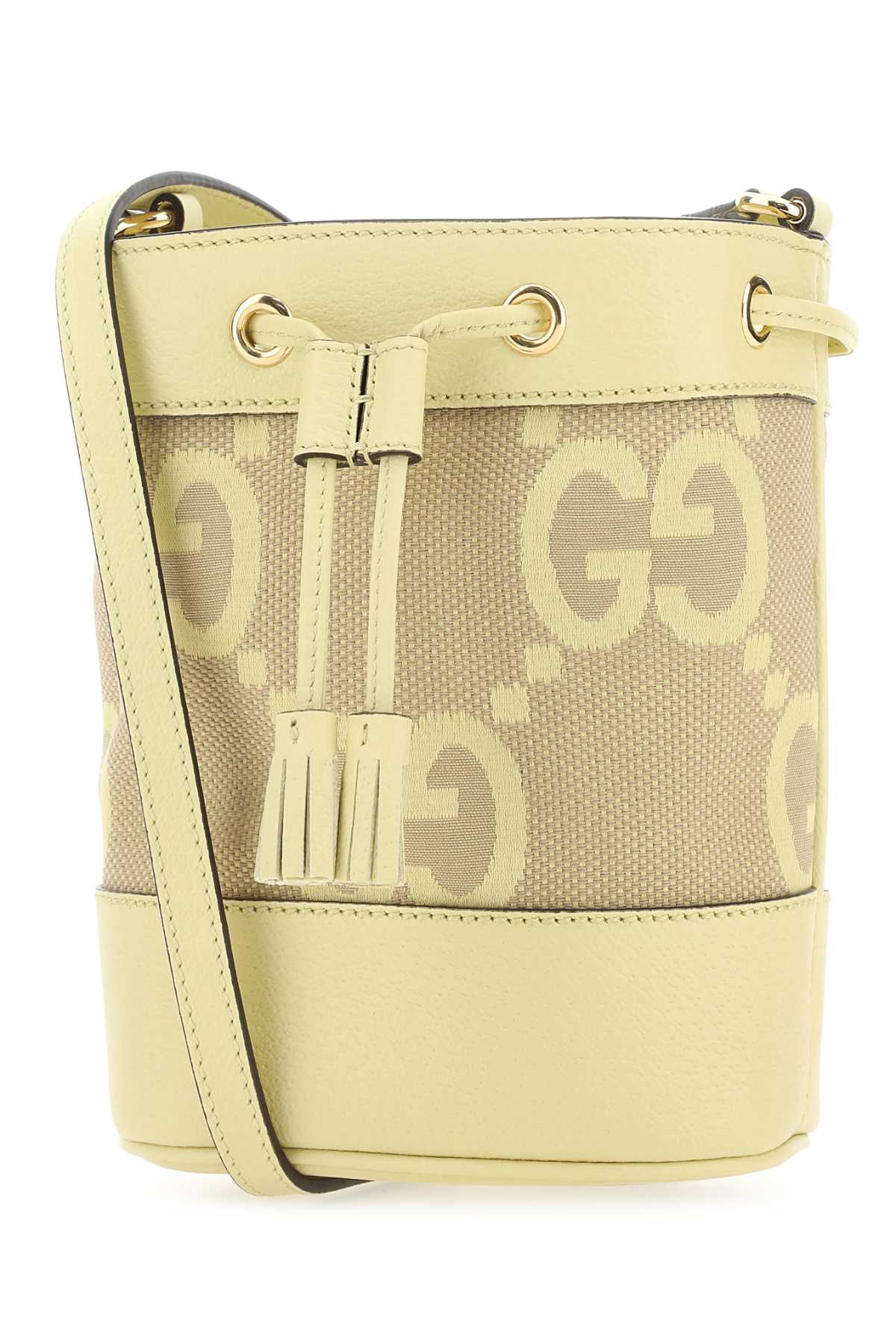 GUCCI Mini Bucket Handbag with Jumbo Fabric and Leather Detailing